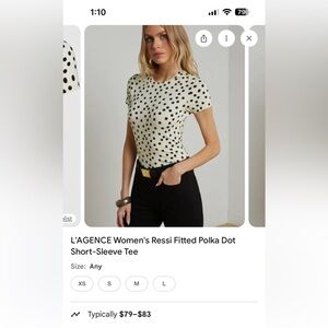 L'AGENCE Women's Ressi Fitted Polka Dot
Short-Sleeve Tee